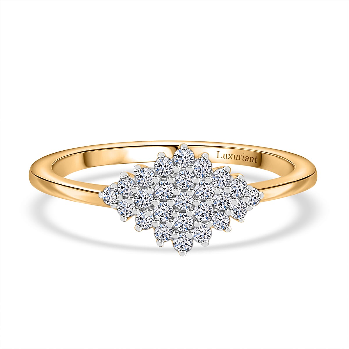 LUXURIANT 9K Yellow Gold Lab Grown Diamond Cluster Ring 0.33 Ct.