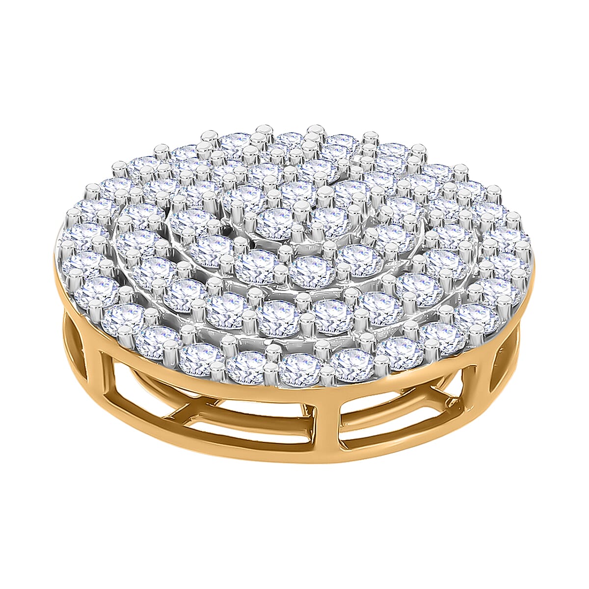 Luxuriant Diamond Lab Grown Diamond Pendant with Chain (Size - 20) with Spring Ring Clasp in Vermeil Yellow Gold Plated Sterling Silver 1.02 Ct.