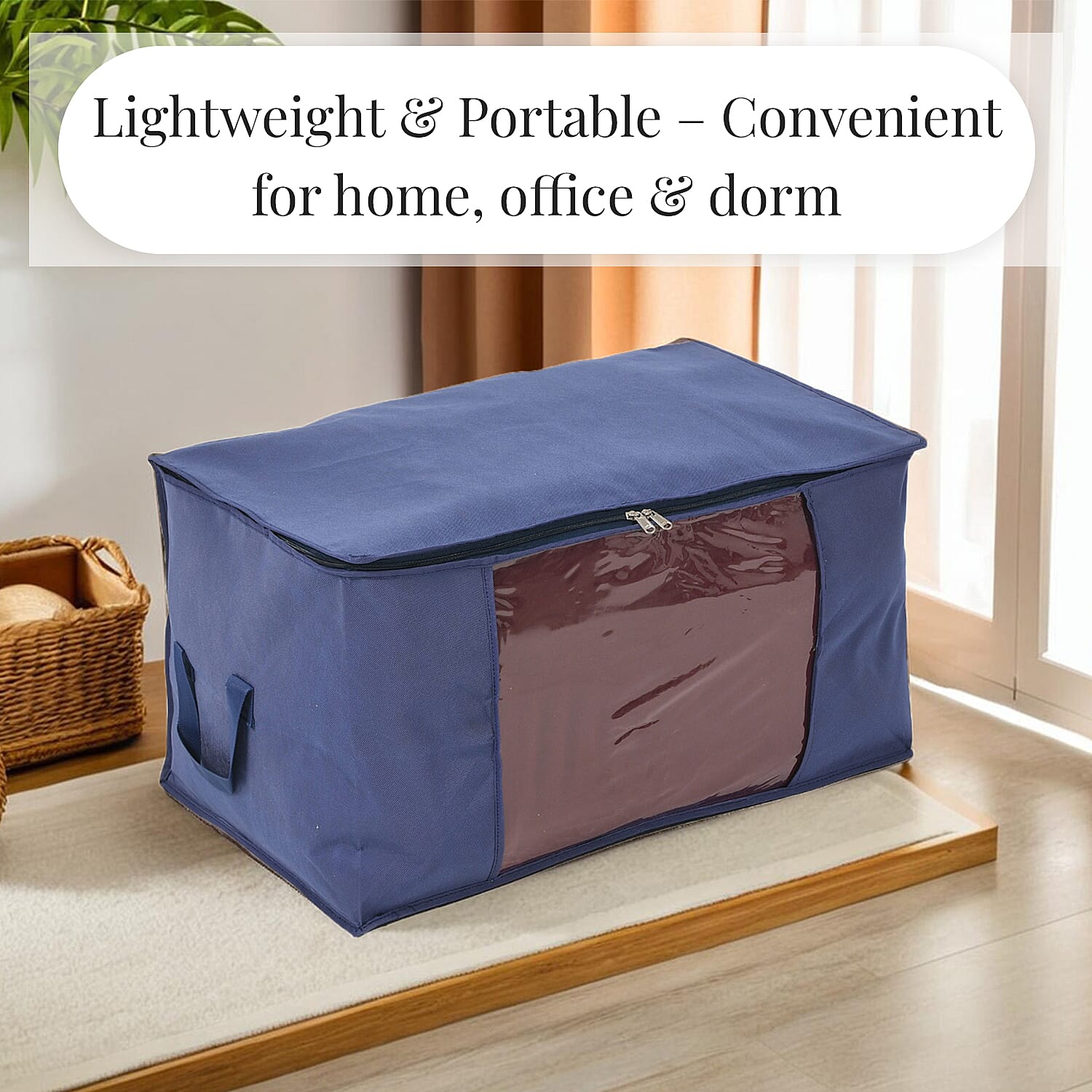 Set of 3 Collapsible Storage Bags with Transparent Window - Blue