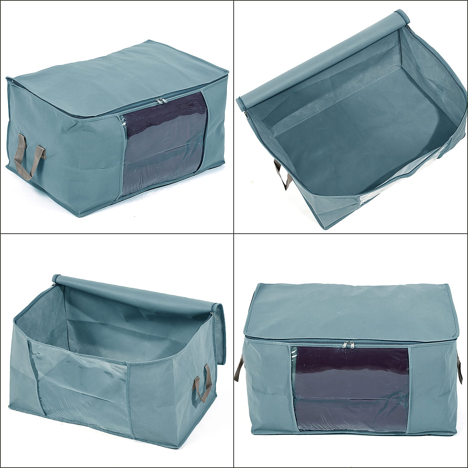 Set of 3 Collapsible Storage Bags With Transparent Window - Grey Set of 3 Collapsible Storage Bags With Transparent Window - Grey