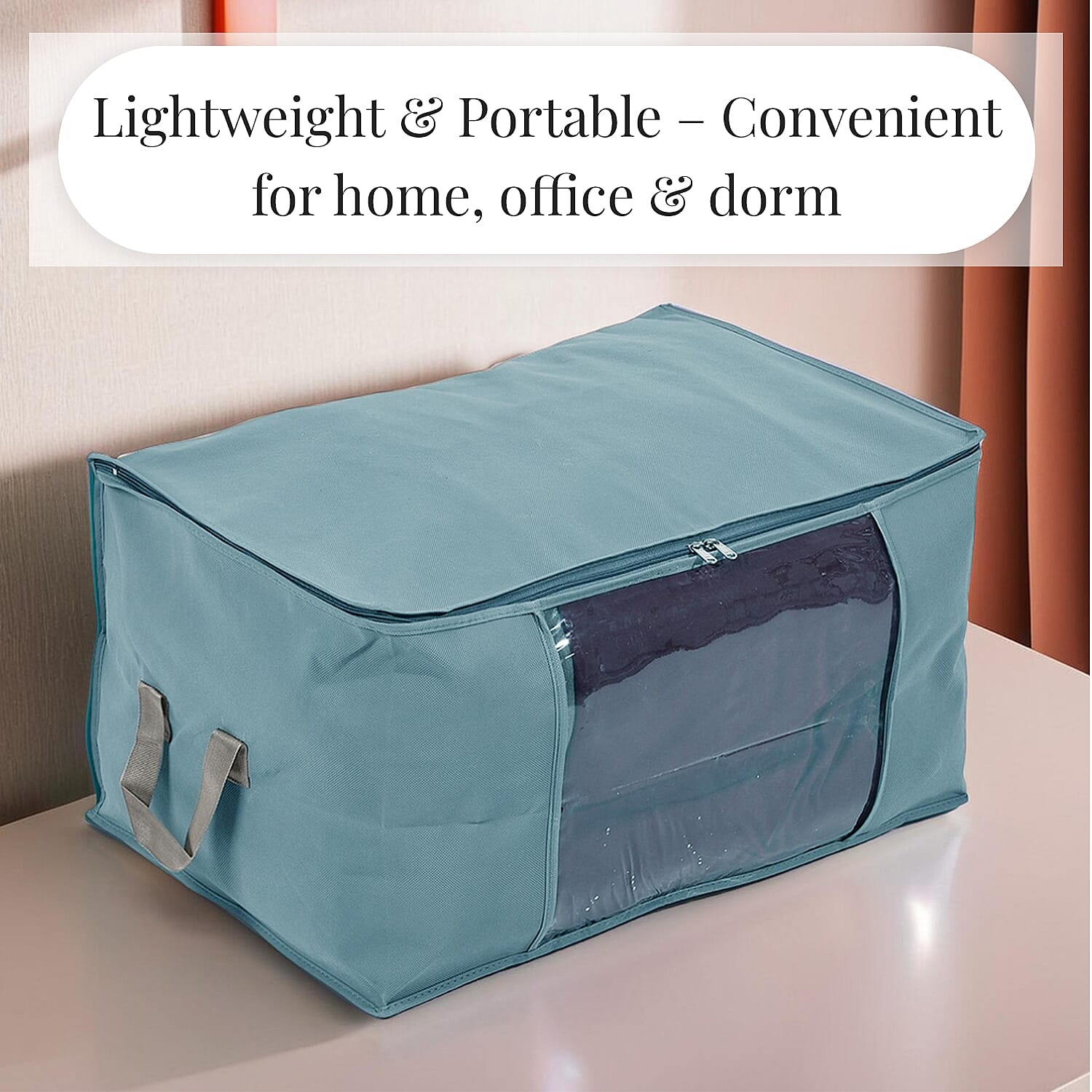 Set of 3 Collapsible Storage Bags With Transparent Window - Grey