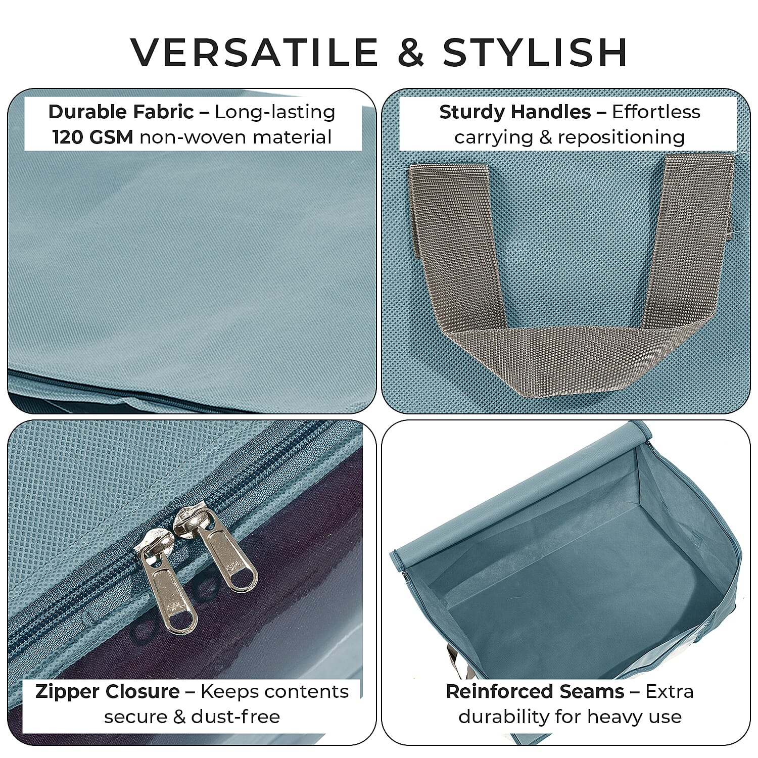 Set of 3 Collapsible Storage Bags With Transparent Window - Grey