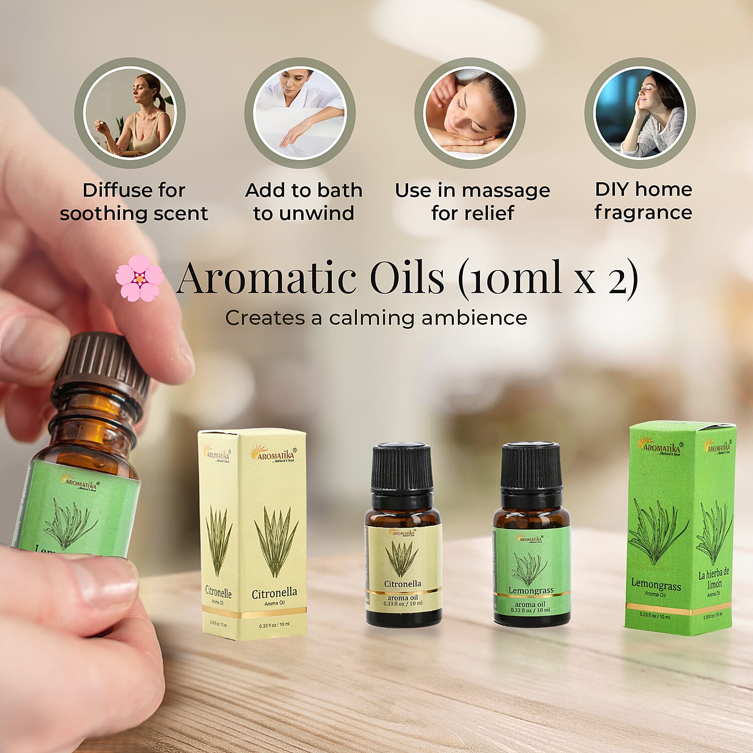 Wellness & Aroma Gift Set- Room Spray, Dual Aroma Oils, Ceramic Burner & Incense Stick and Holder