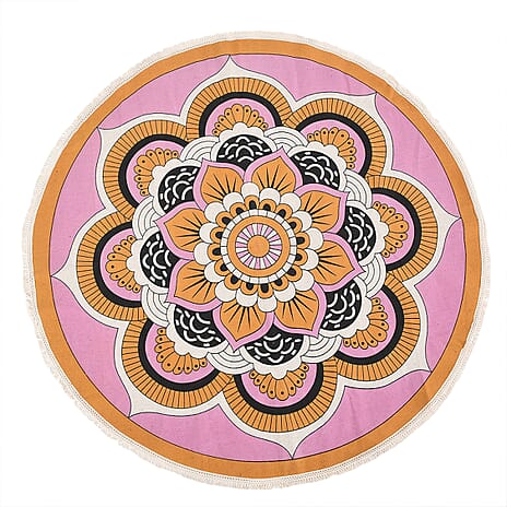 Cotton Printed Rug and Door Mat (Size 150cm) - Maroon - Maroon