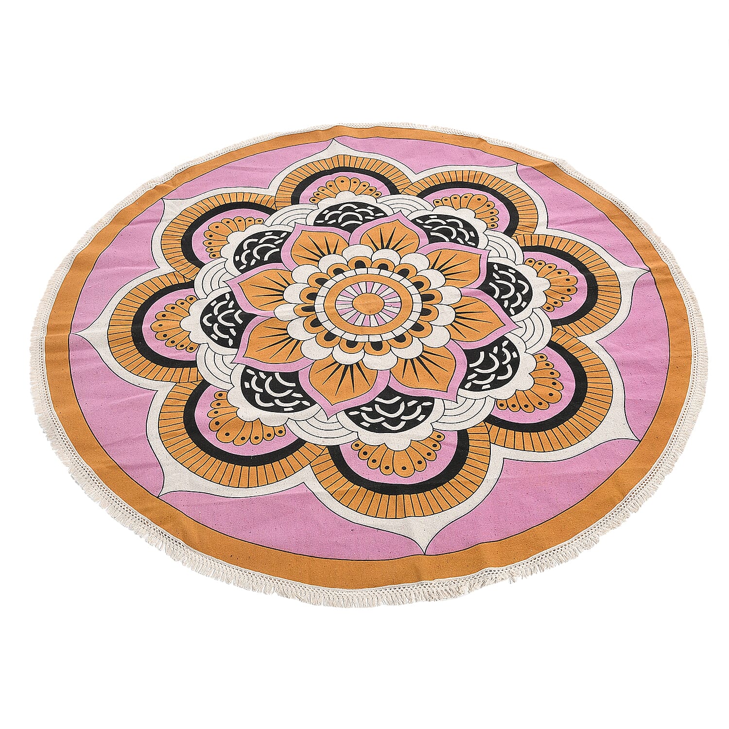 Multipurpose Retro Floral Pattern Round Rug (5ft Diameter) - Maroon Multipurpose Retro Floral Pattern Round Rug (5ft Diameter) - Maroon