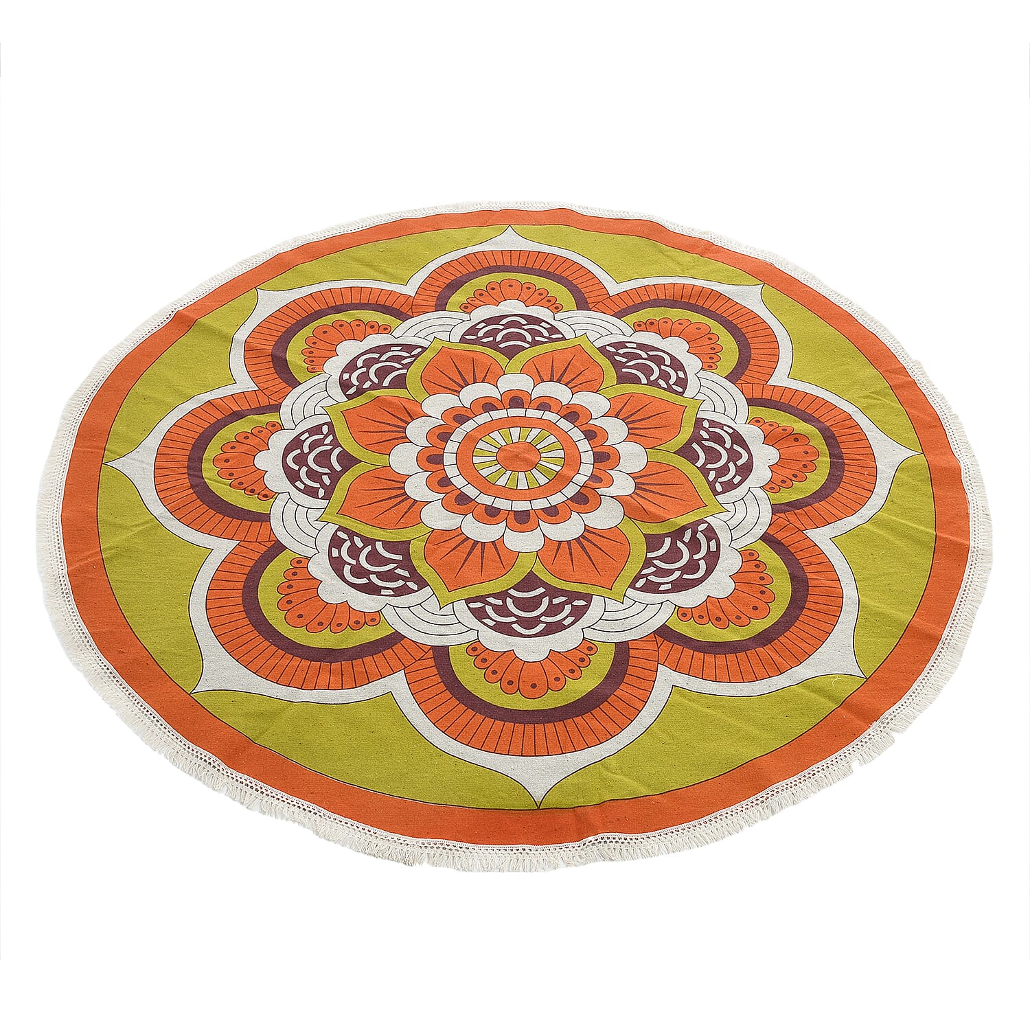 Multipurpose Retro Floral Pattern Round Rug (5ft Diameter) - Multi Color