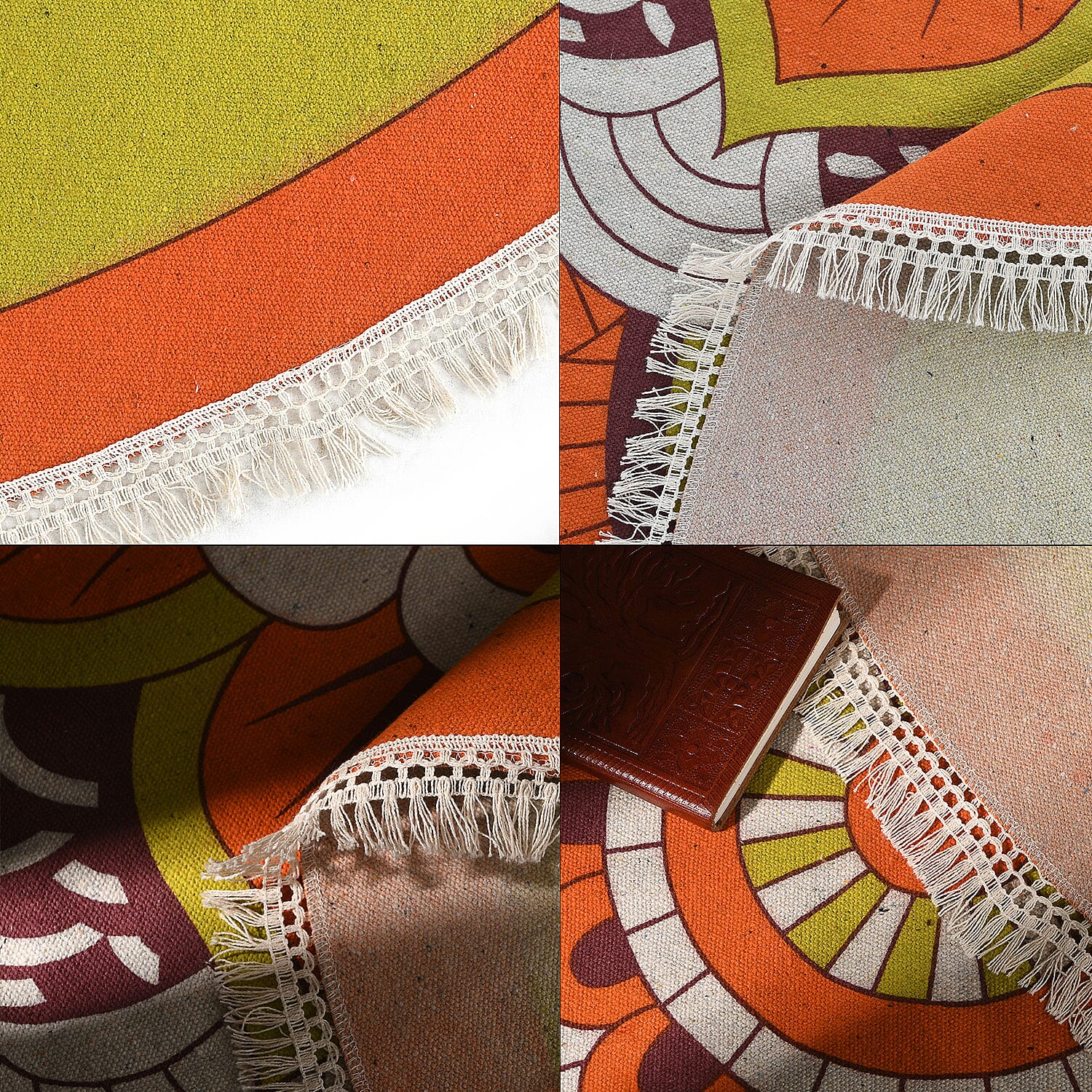 Multipurpose Retro Floral Pattern Round Rug (5ft Diameter) - Multi Color