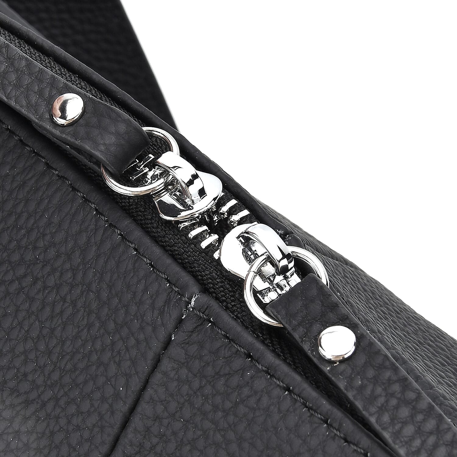 Hong Kong Closeout - Solid 100% Genuine Leather Crossbody Bag with Tassle Chain - Black