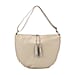 Hong Kong Closeout - Solid 100% Genuine Leather Crossbody Bag with Tassel Chain - Off White