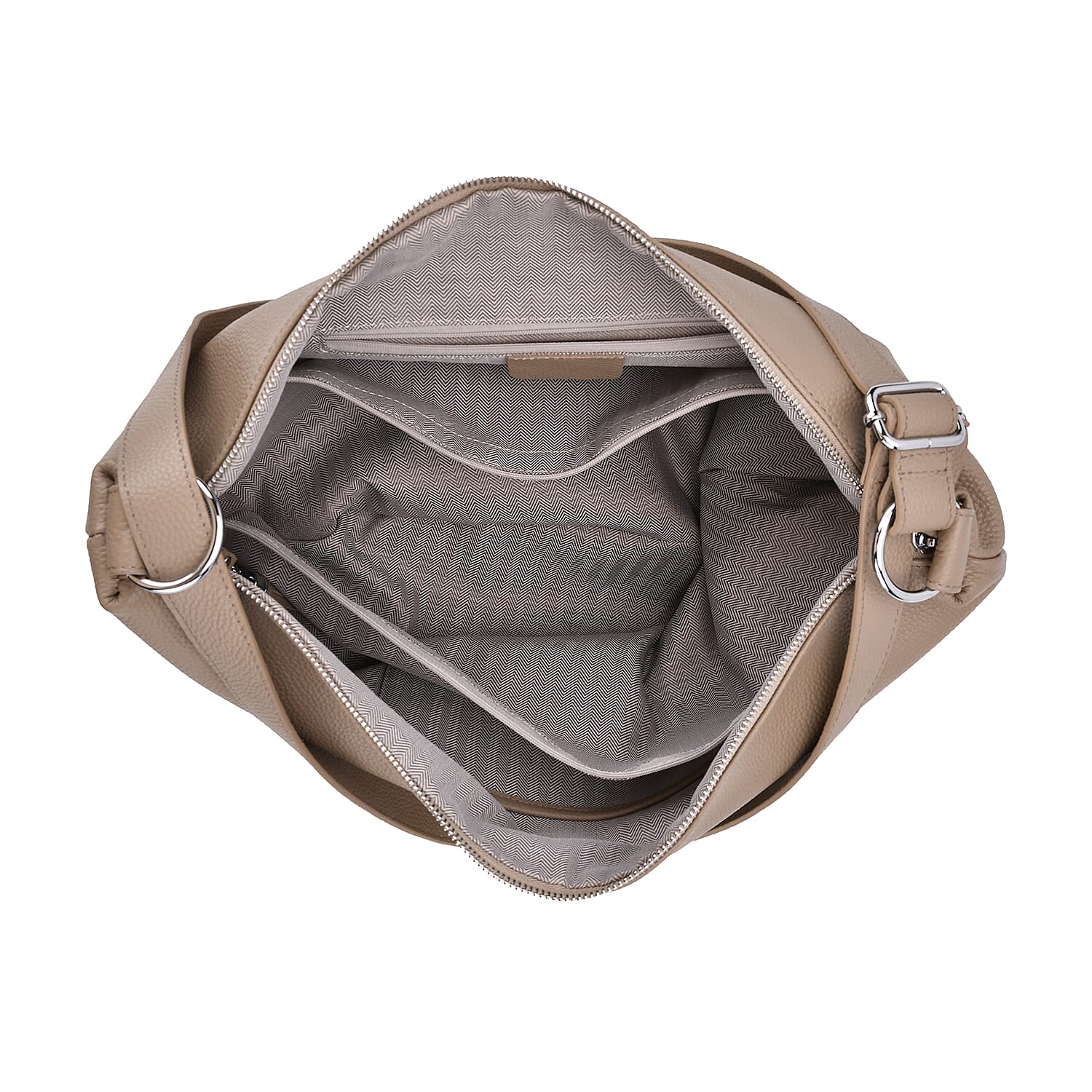 Hong Kong Closeout - Solid 100% Genuine Leather Crossbody Bag with Tassle Chain - Khaki