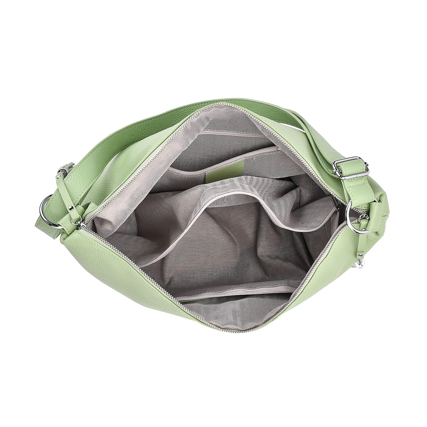 Hong Kong Closeout - Solid 100% Genuine Leather Crossbody Bag with Tassle Chain - Green