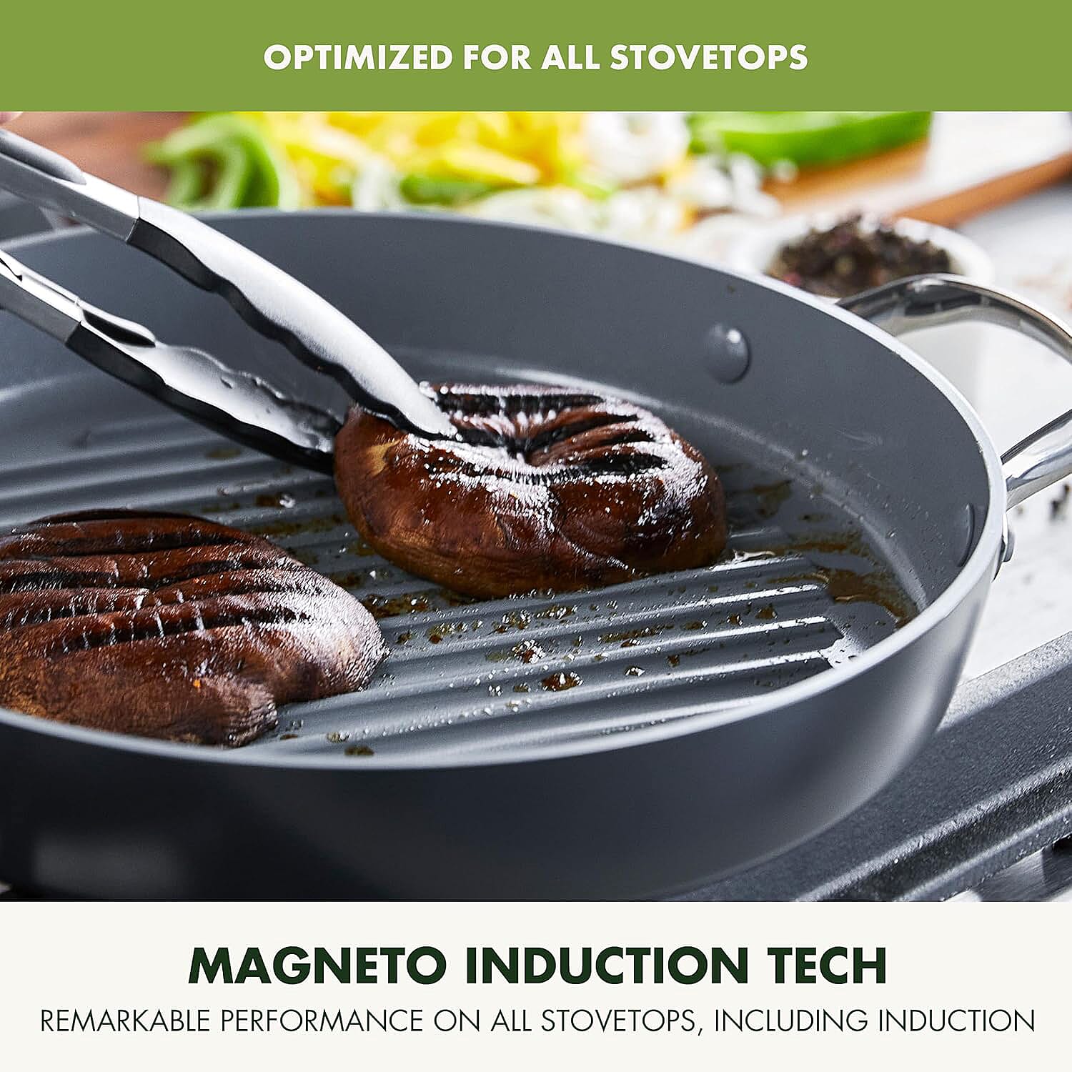 Grill Pan and Griddle 28cm - Non Stick, Utensil Safe, 1L Capacity - Induction Safe - Grey