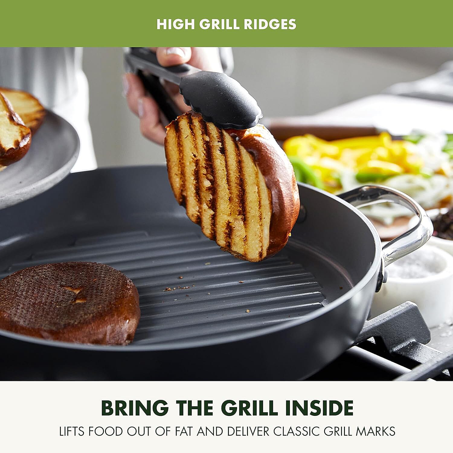 Grill Pan and Griddle 28cm - Non Stick, Utensil Safe, 1L Capacity - Induction Safe - Grey