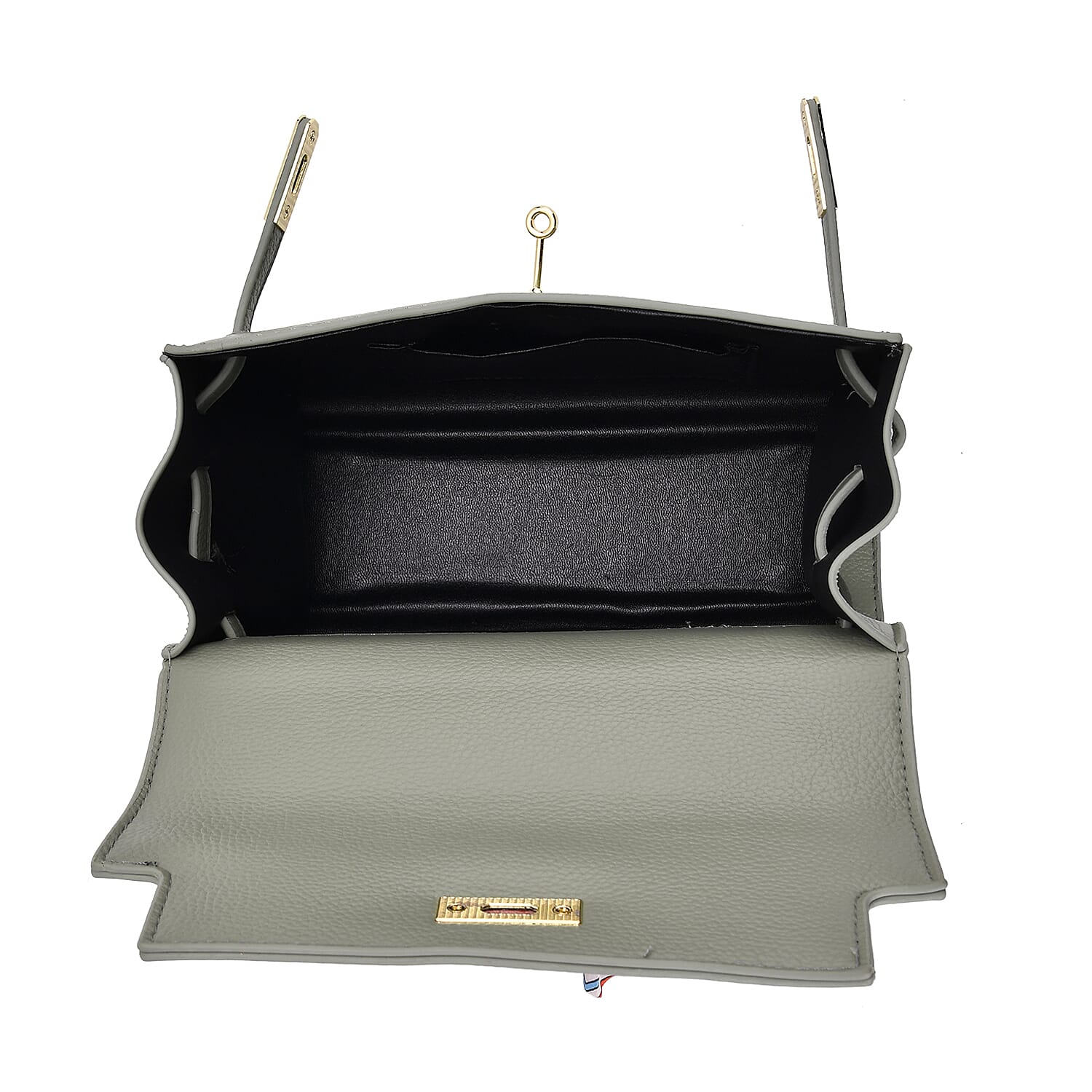 Kelly-Style Shoulder Bag with Scarf Accent & Adjustable Strap - Green