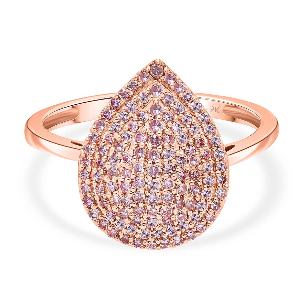 9K Rose Gold SGL Certified Natural Pink Diamond Cluster Ring