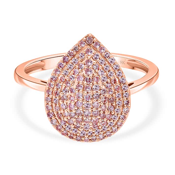 9K Rose Gold SGL Certified Natural Pink Diamond Cluster Ring
