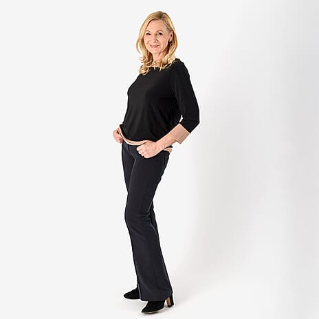 Emelia Colour Block Tunic (Size L) - Black Body with Camel