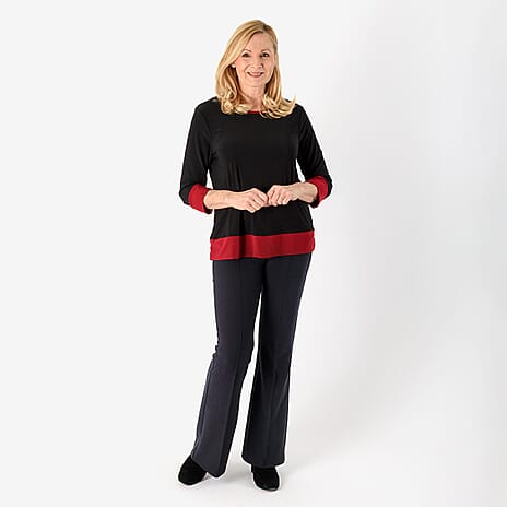 La Marey Color Block Tunic (Size M) - Black Body with Berry Trim
