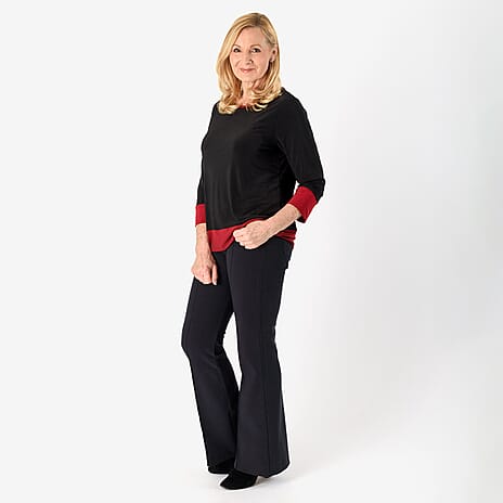 La Marey Color Block Tunic (Size M) - Black Body with Berry Trim