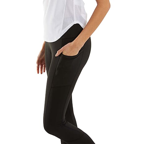 Side Pocket Activewear Leggings (Size M) - Black