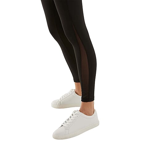 Mesh Side Activewear Leggings (Size L) - Black