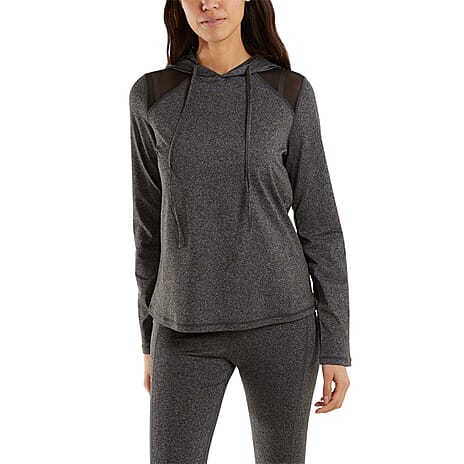 Mesh Shoulder Activewear Hoodie (Size XL) - Dark Grey