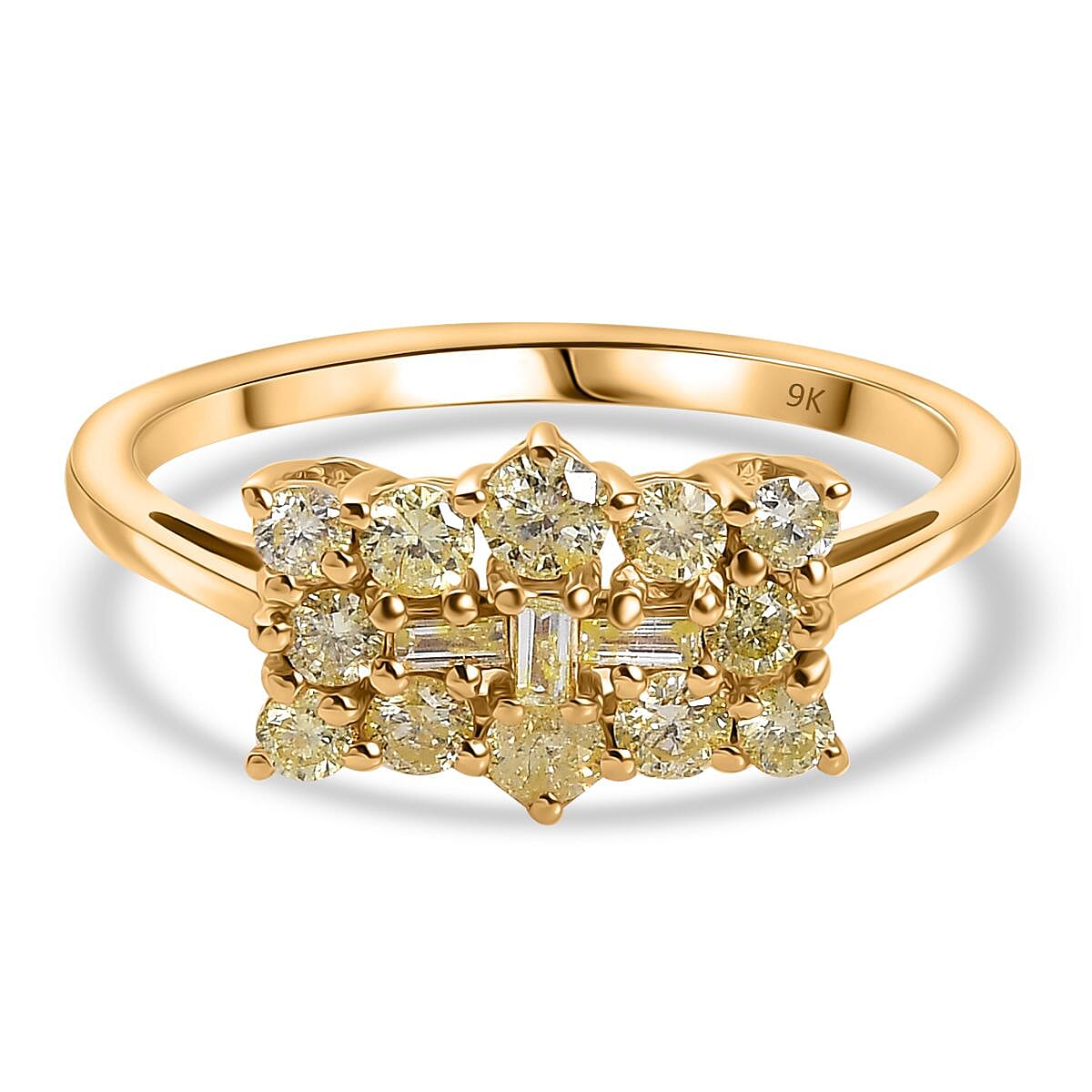 The Best of Argyle - 9K Yellow Gold SGL Certified Natural Yellow Diamond Boat Ring 0.50 Ct.