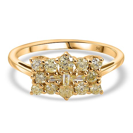 The Best of Argyle - 9K Yellow Gold SGL Certified Natural Yellow Diamond Boat Ring 0.50 Ct.