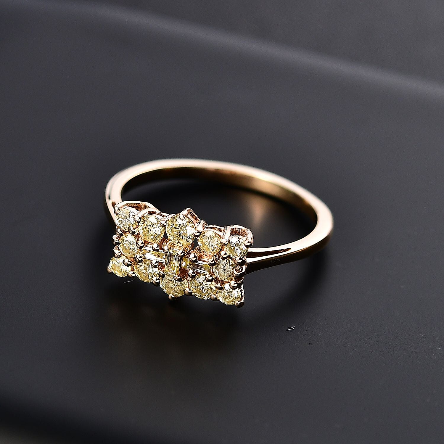 The Best of Argyle - 9K Yellow Gold SGL Certified Natural Yellow Diamond Boat Ring 0.50 Ct.
