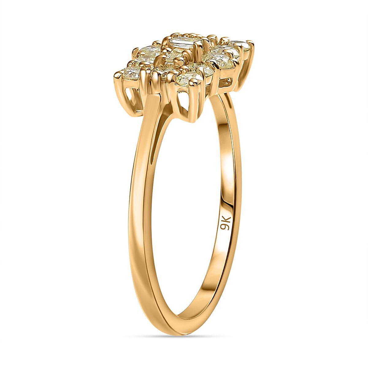 The Best of Argyle - 9K Yellow Gold SGL Certified Natural Yellow Diamond Boat Ring 0.50 Ct.