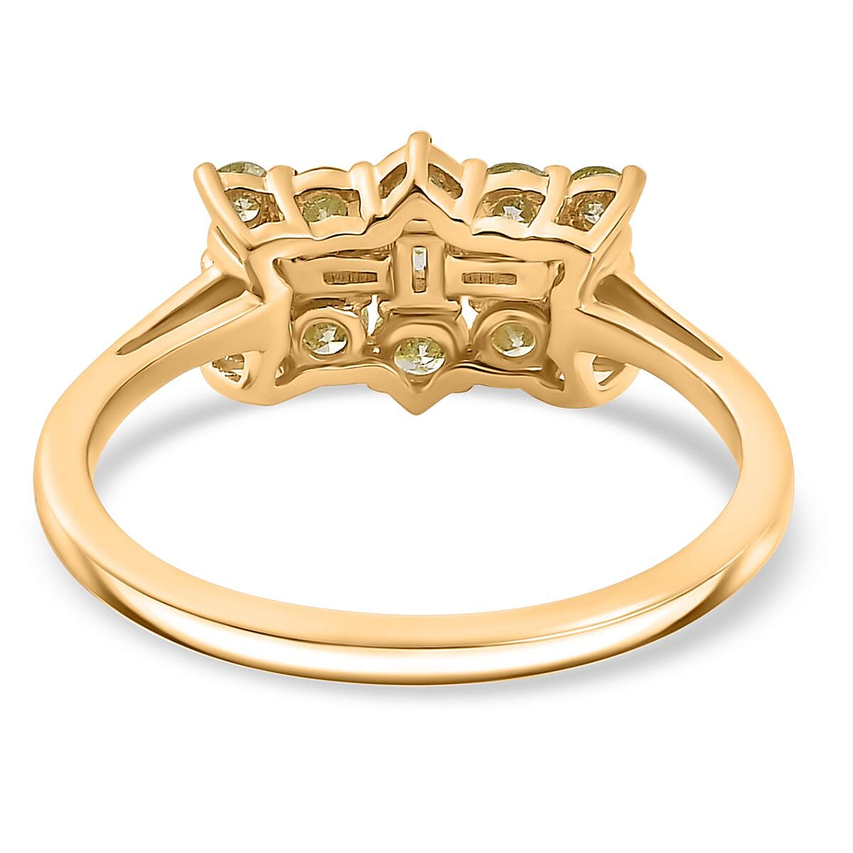 The Best of Argyle - 9K Yellow Gold SGL Certified Natural Yellow Diamond Boat Ring 0.50 Ct.