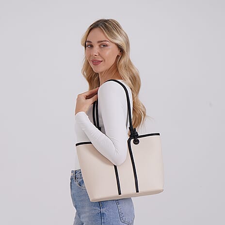 Elegant Two-Tone Tote Handbag for Everyday Use - Black & White