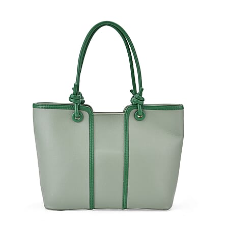 Elegant Two-Tone Tote Handbag for Everyday Use - Green & Dark Green