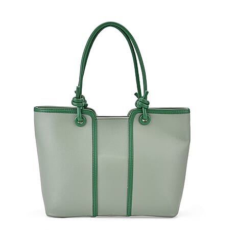 Elegant Two-Tone Tote Handbag for Everyday Use - Green & Dark Green