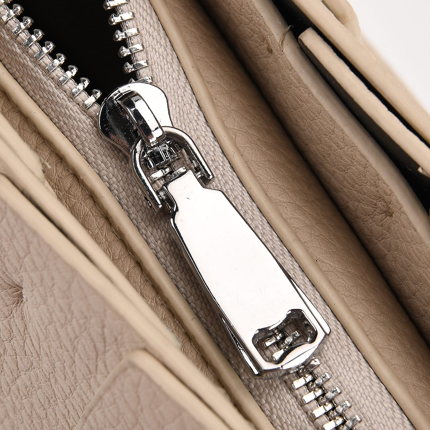 Crossbody Bag with Pleated Design & Top Handle - Beige