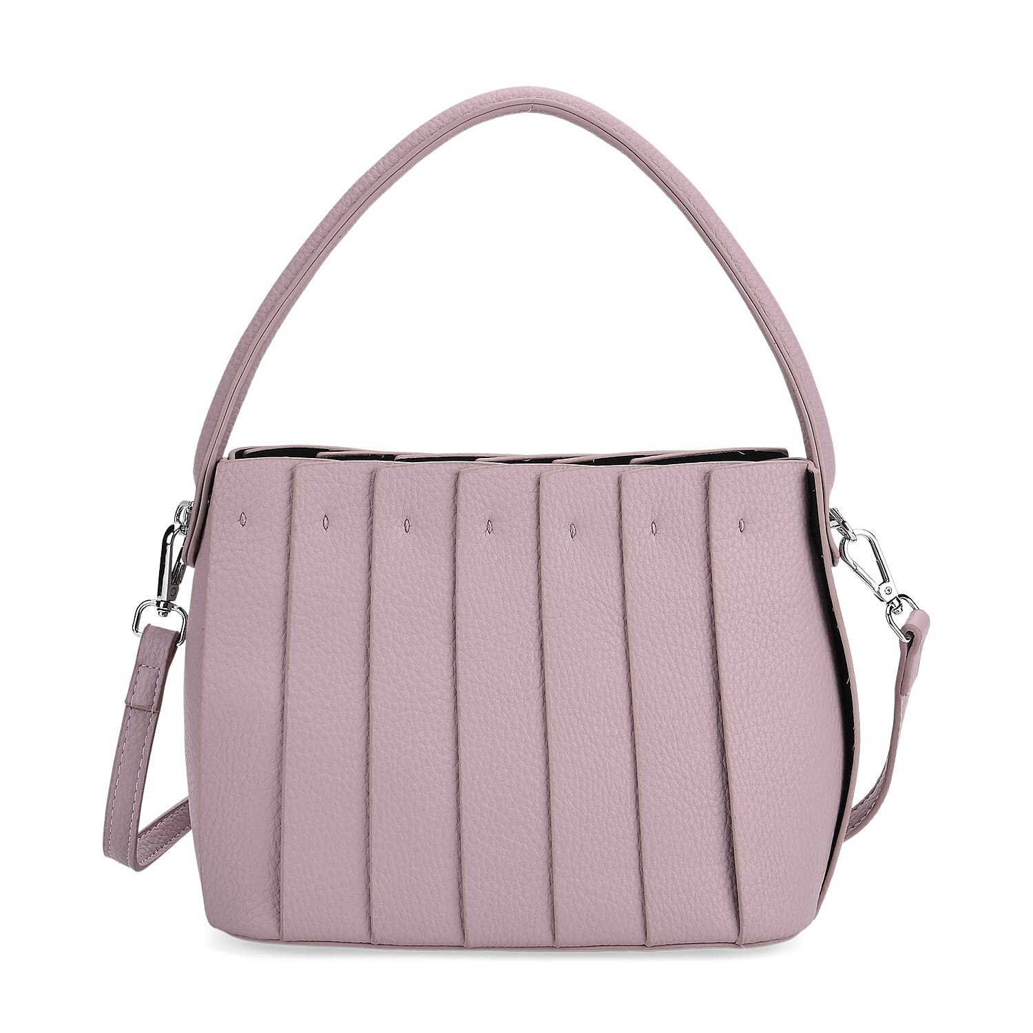 Crossbody Bag with Pleated Design & Top Handle - Purple