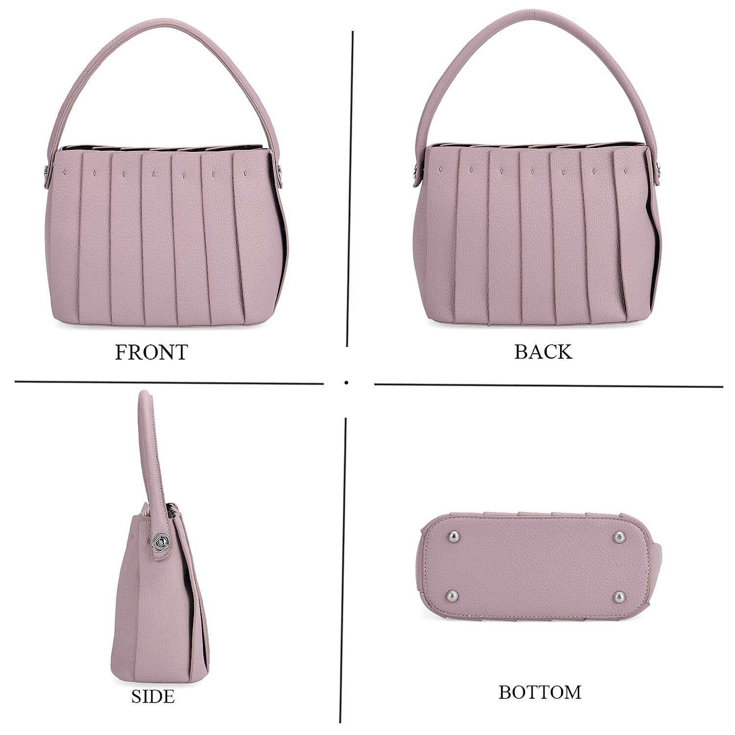 Crossbody Bag with Pleated Design & Top Handle - Purple