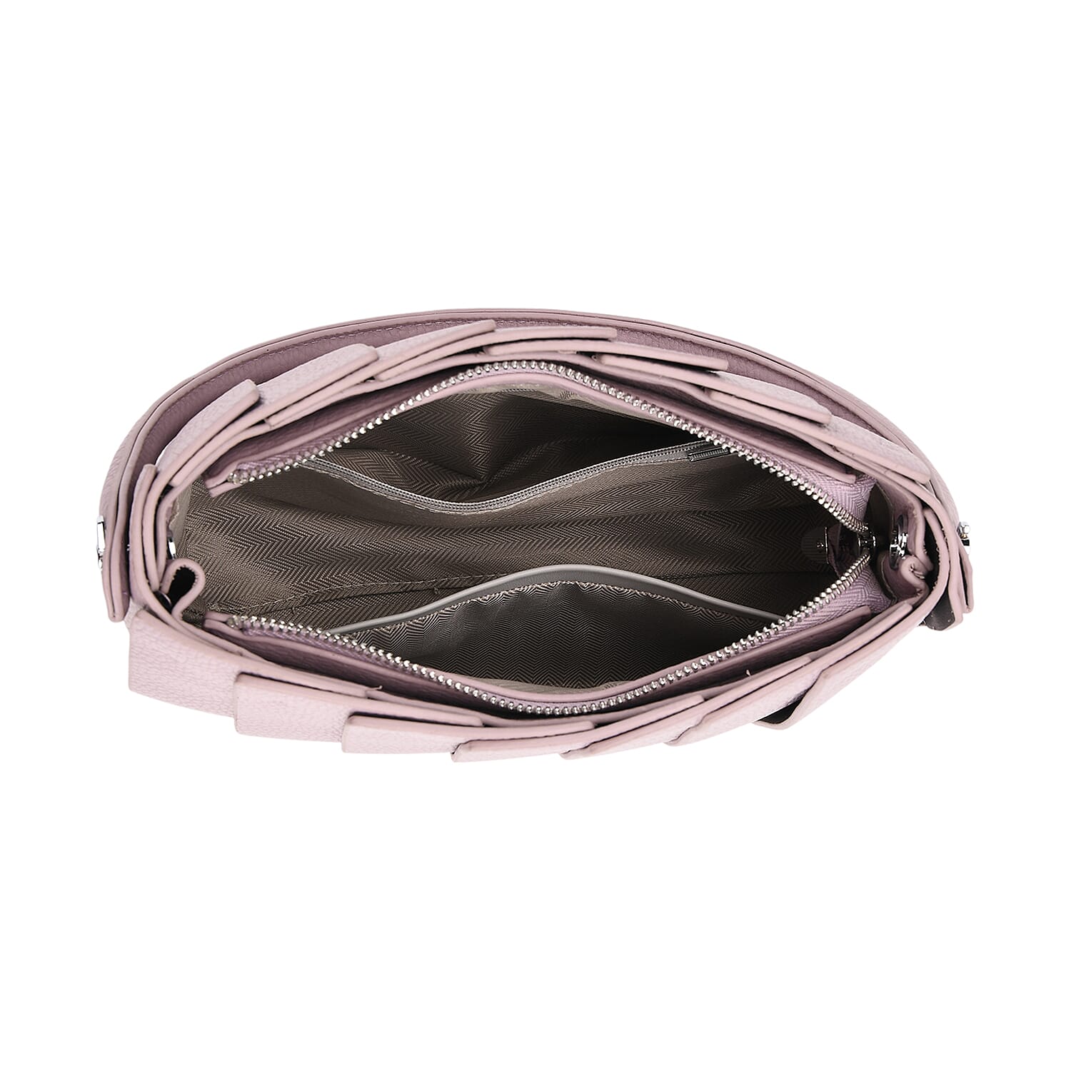 Crossbody Bag with Pleated Design & Top Handle - Purple