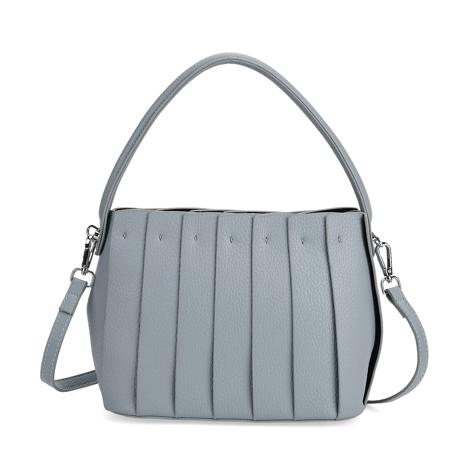 Crossbody Bag with Pleated Design & Top Handle - Blue