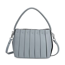 Crossbody Bag with Pleated Design & Top Handle - Beige