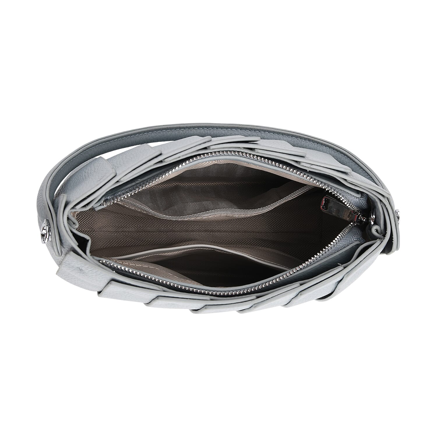 Crossbody Bag with Pleated Design & Top Handle - Blue