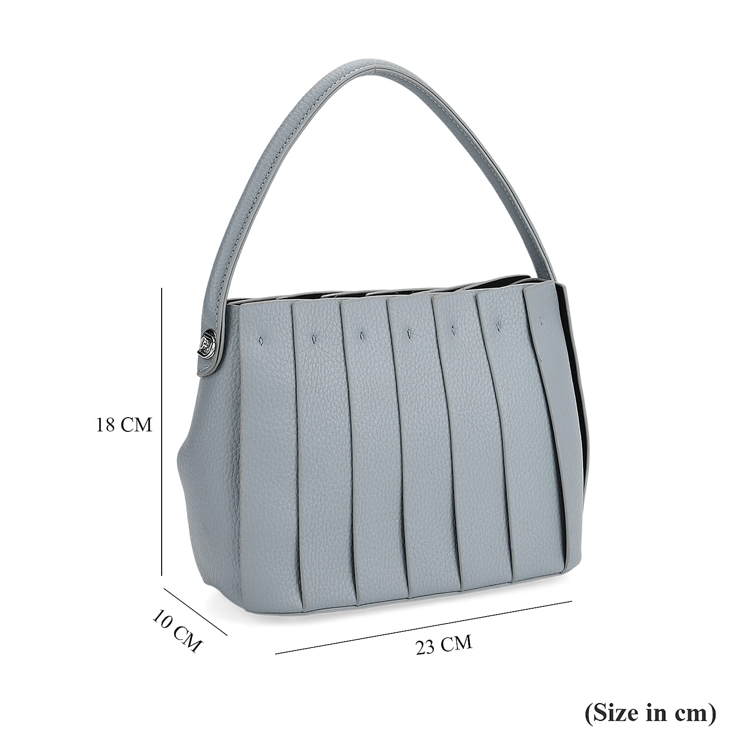 Crossbody Bag with Pleated Design & Top Handle - Blue