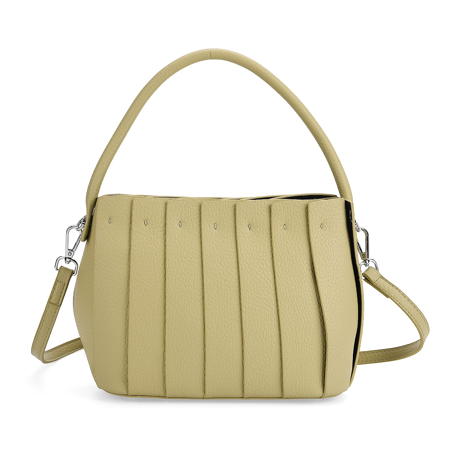 Crossbody Bag with Pleated Design & Top Handle - Green