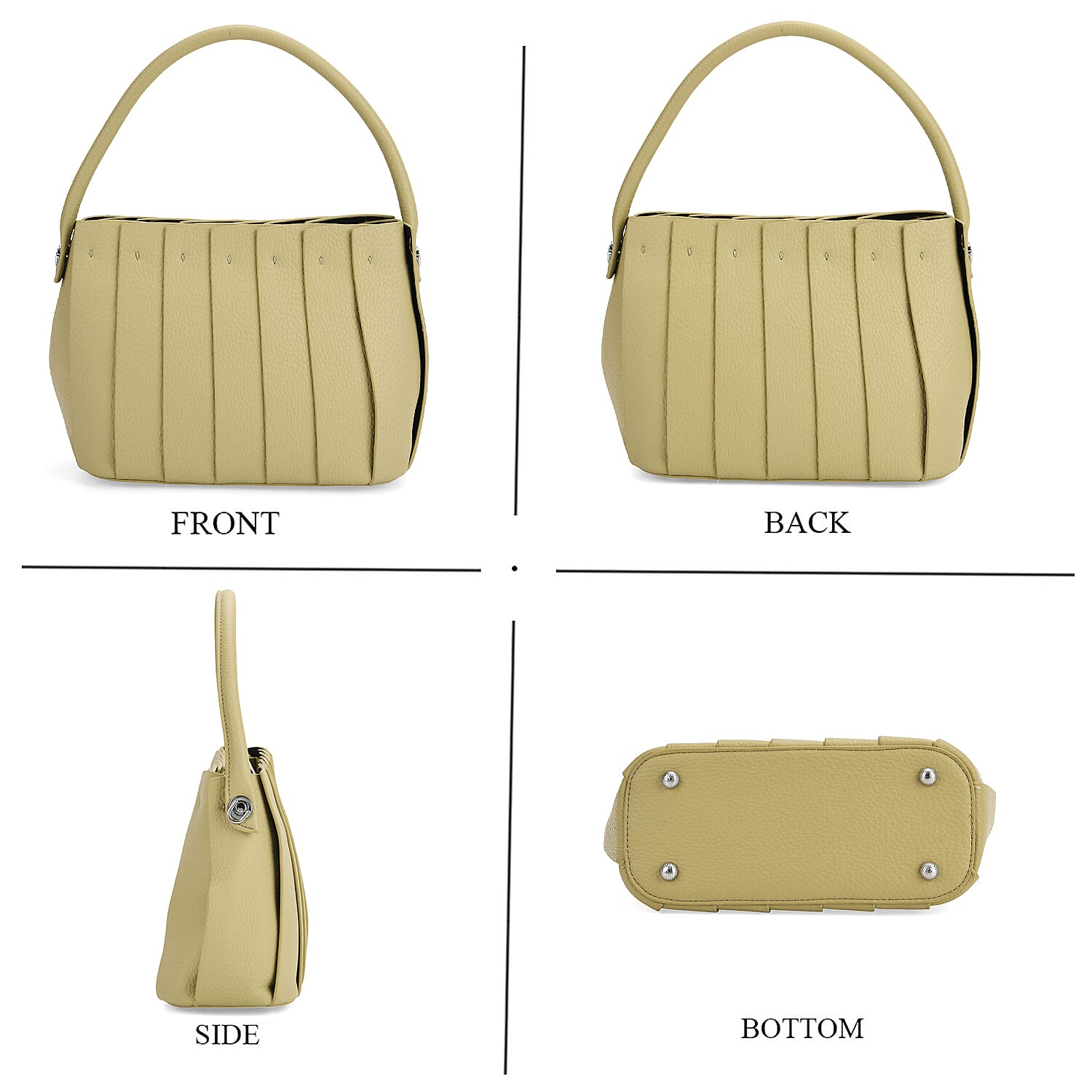 Crossbody Bag with Pleated Design & Top Handle - Green