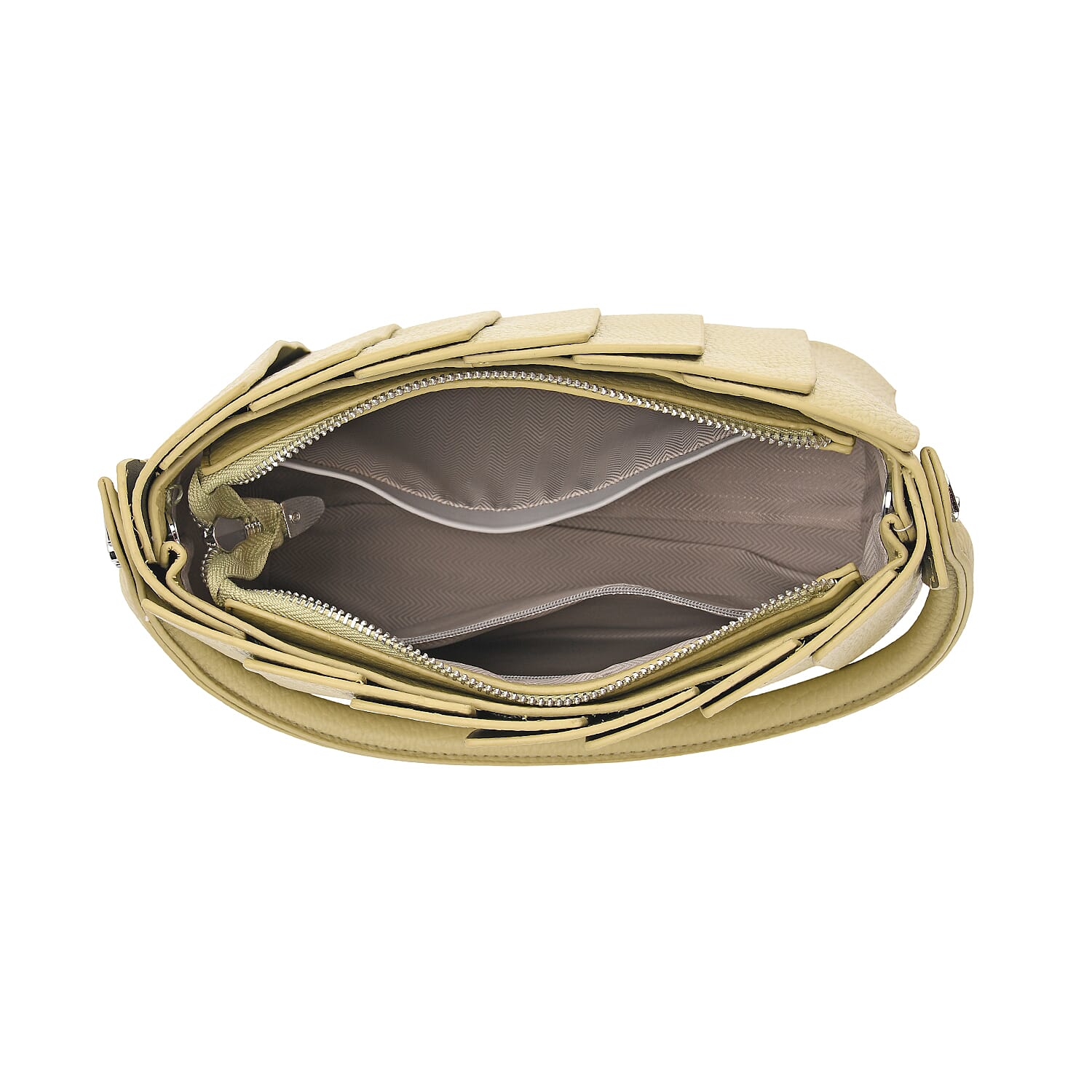 Crossbody Bag with Pleated Design & Top Handle - Green