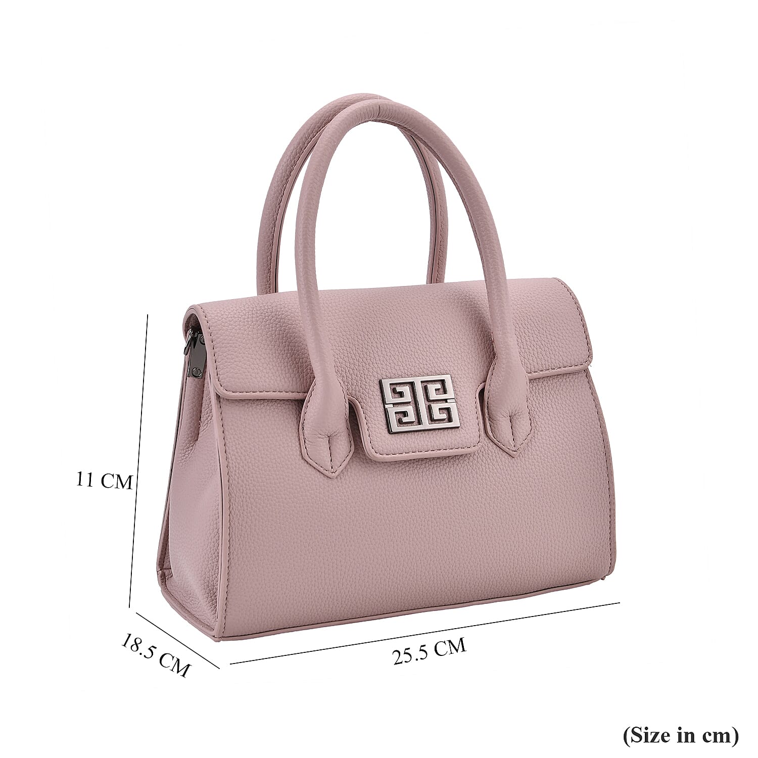 Stylish Rectangular Crossbody Bag with Top Handle - Light Mauve