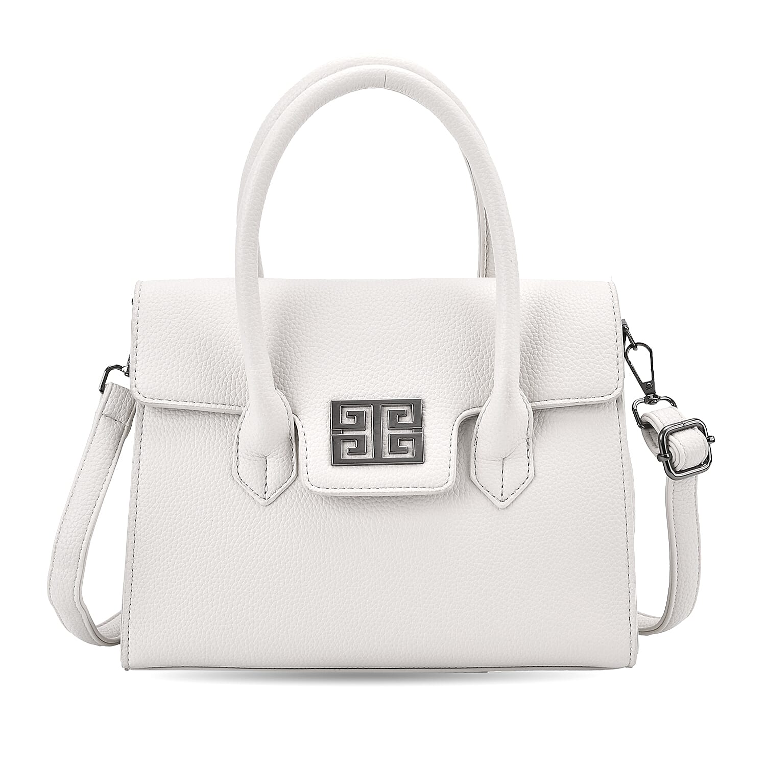 Stylish Off White Rectangular Crossbody Bag with Top Handle