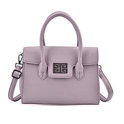 Stylish Rectangular Crossbody Bag with Top Handle - Light Mauve