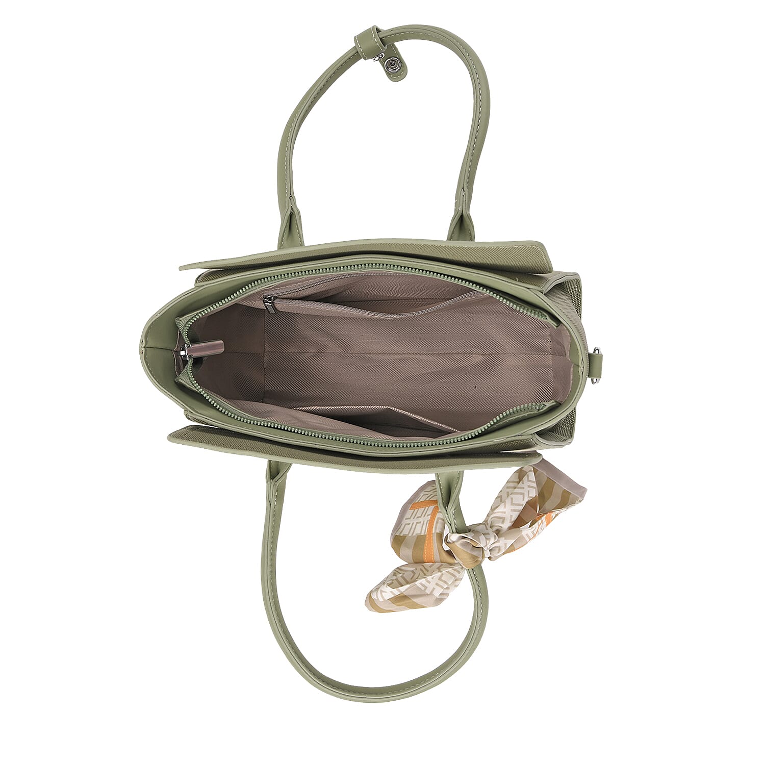 Fashion & Bags Leatherette Textured Crossbody Handbag with Scarf Accent & Adjustable Strap - Green