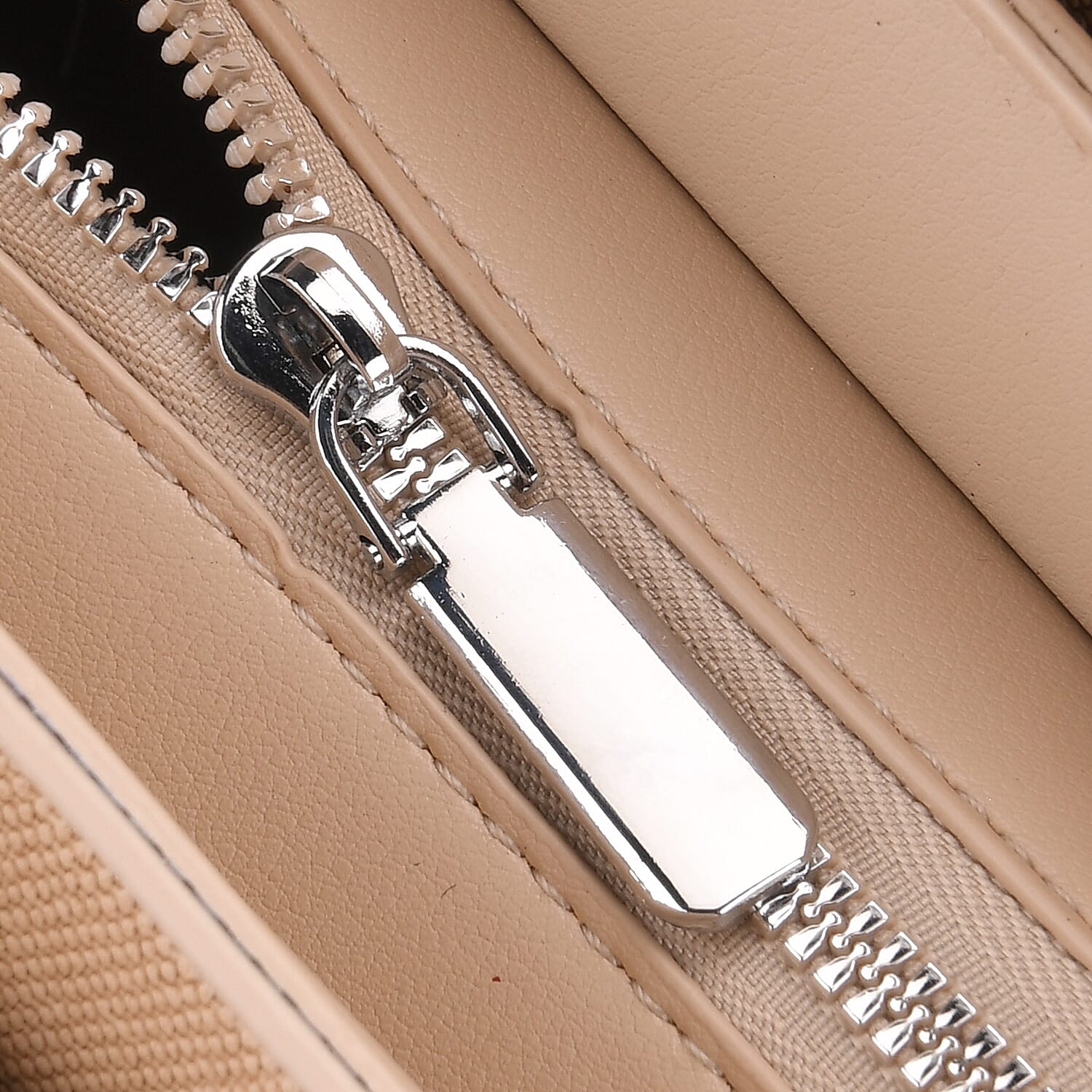 Fashion & Bags Leatherette Textured Crossbody Handbag with Scarf Accent & Adjustable Strap - Beige